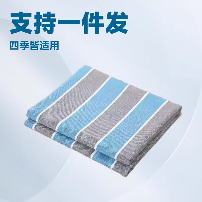 Wholesale Coarse Cotton Bed Sheet Set for School Bunk Beds, Single Bed, 100% Cotton Three-Piece Set, Blue-Gray Striped Bed Sheet