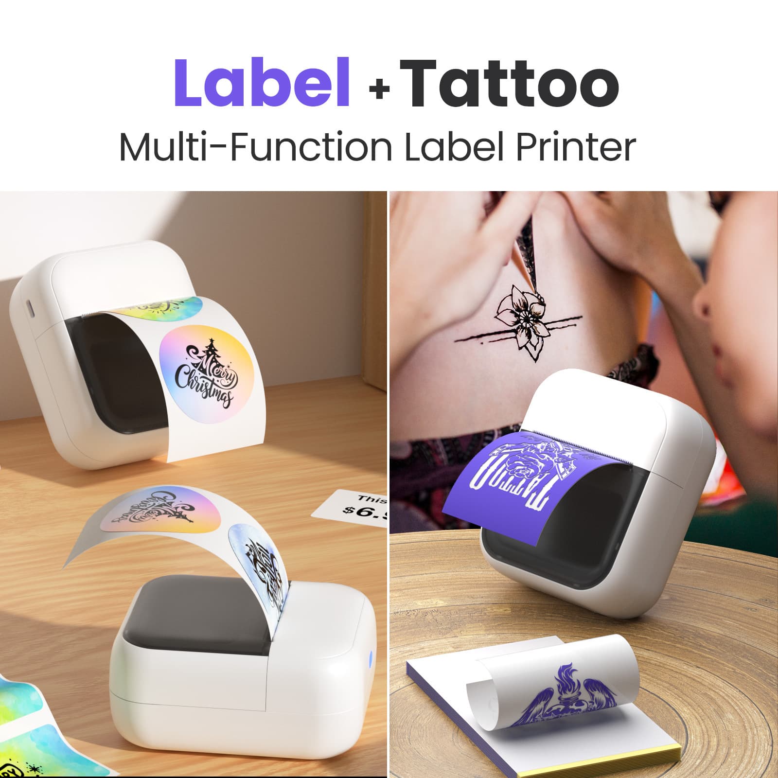 Multifunctional pocket label printer, mini tattoo printing, can print opposite-sex labels, size 15-57mm wide