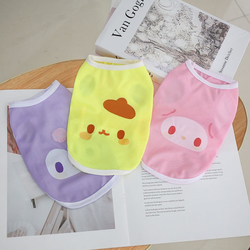 Dog Vest Summer Breathable Cool Bird's Eye Mesh Vest Sanrio Cartoon Cute Clothes Small Dog Cat Unisex