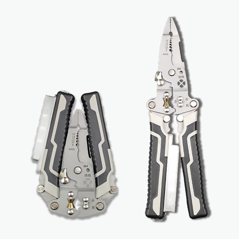 Multifunctional Folding Wire Stripper, Wire Crimper, Cutter, Sharp Wire Splitter, Coiler with Light and Voltage Tester