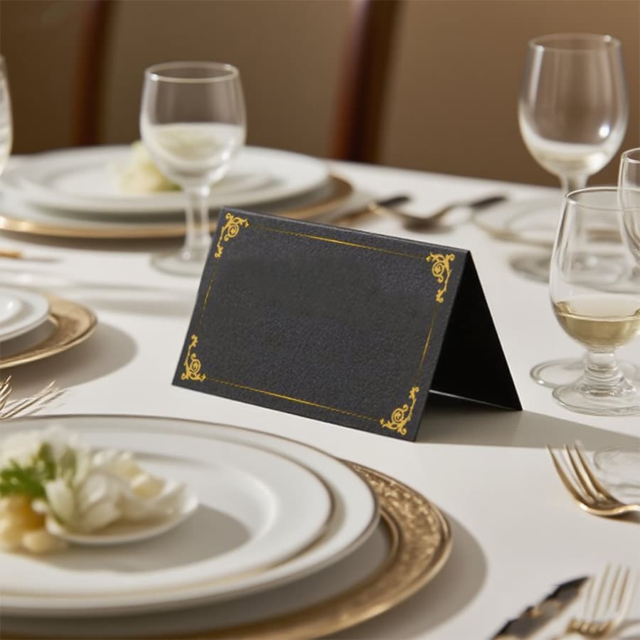 Folding vertical hot stamping right-angle frame table card family banquet meeting seat name card wedding decoration sign-in card table