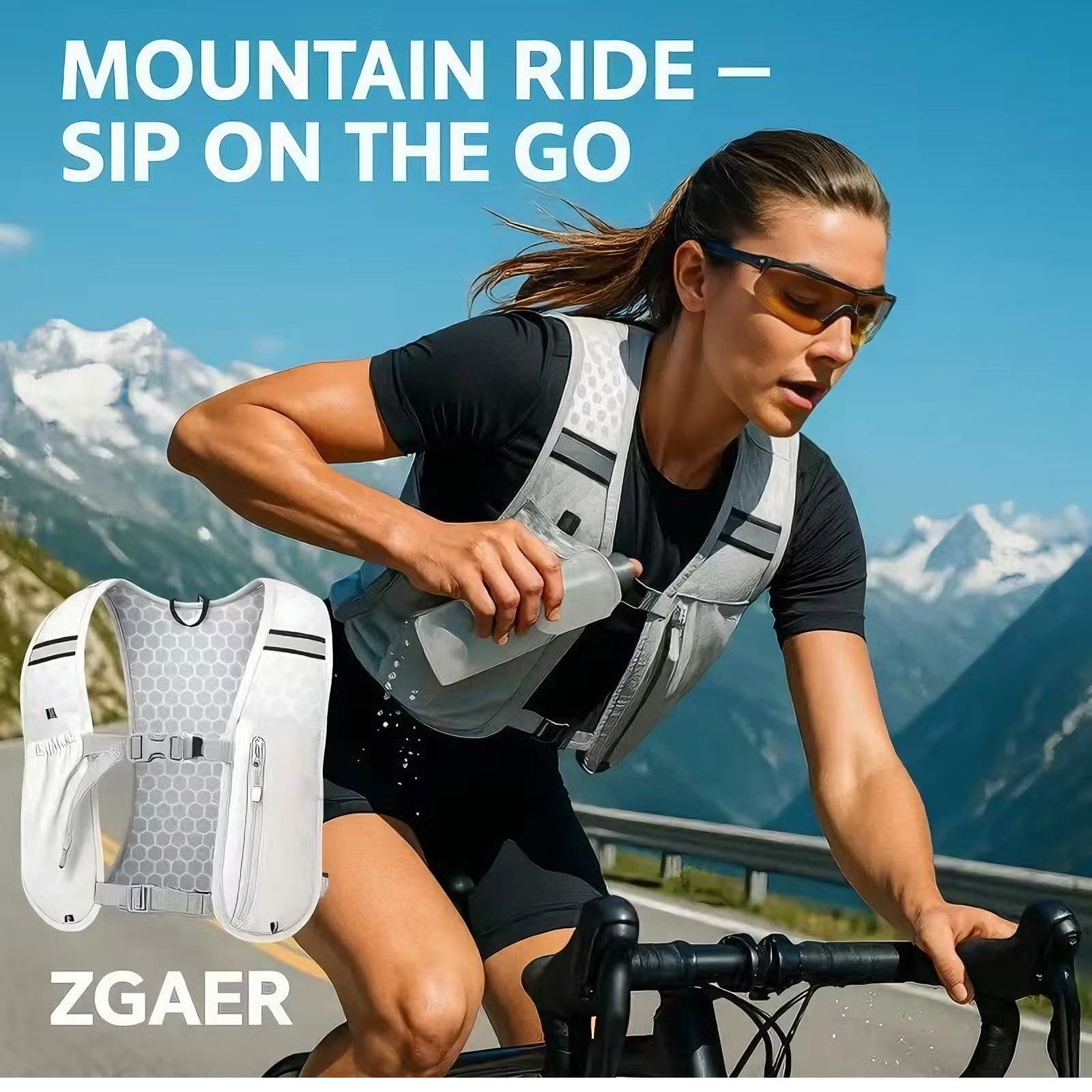 Sports outdoor vest backpack lightweight cycling running fitness bag cross-country marathon breathable sports bag three pockets