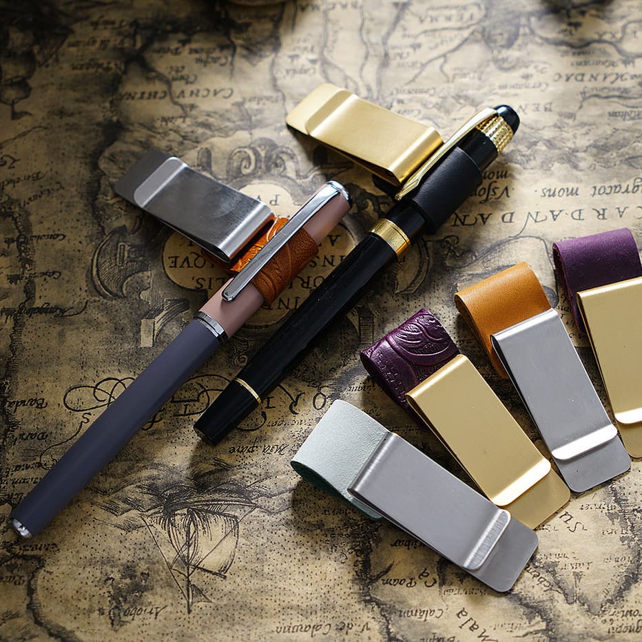 TRAVELER'S Notebook Accessories Bookmark Pen Clip Metal Money Clip Metal Leather