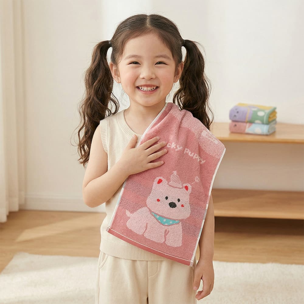 Thickened Pure Cotton Class A Cartoon Jacquard Polyester-Cotton Children's Towel Soft Absorbent Coral Fleece Kids Towel Gaoyang