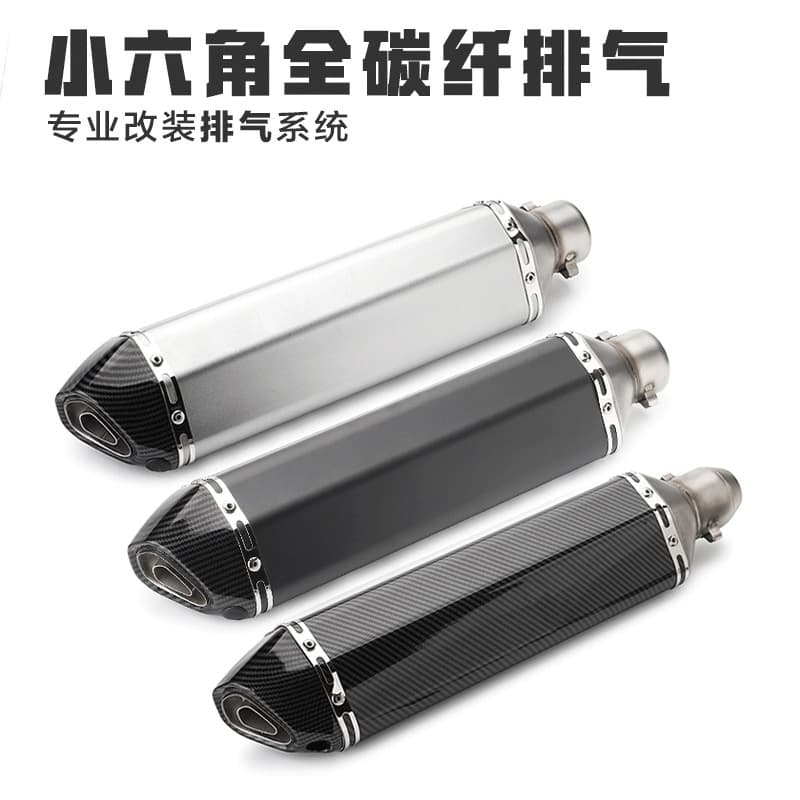 Motorcycle Scorpion Small Hexagon Full Imitation Carbon Fiber Exhaust Pipe, Compatible with CFMoto Ninja Modified Racing Sound Moto Pi Exhaust Universal