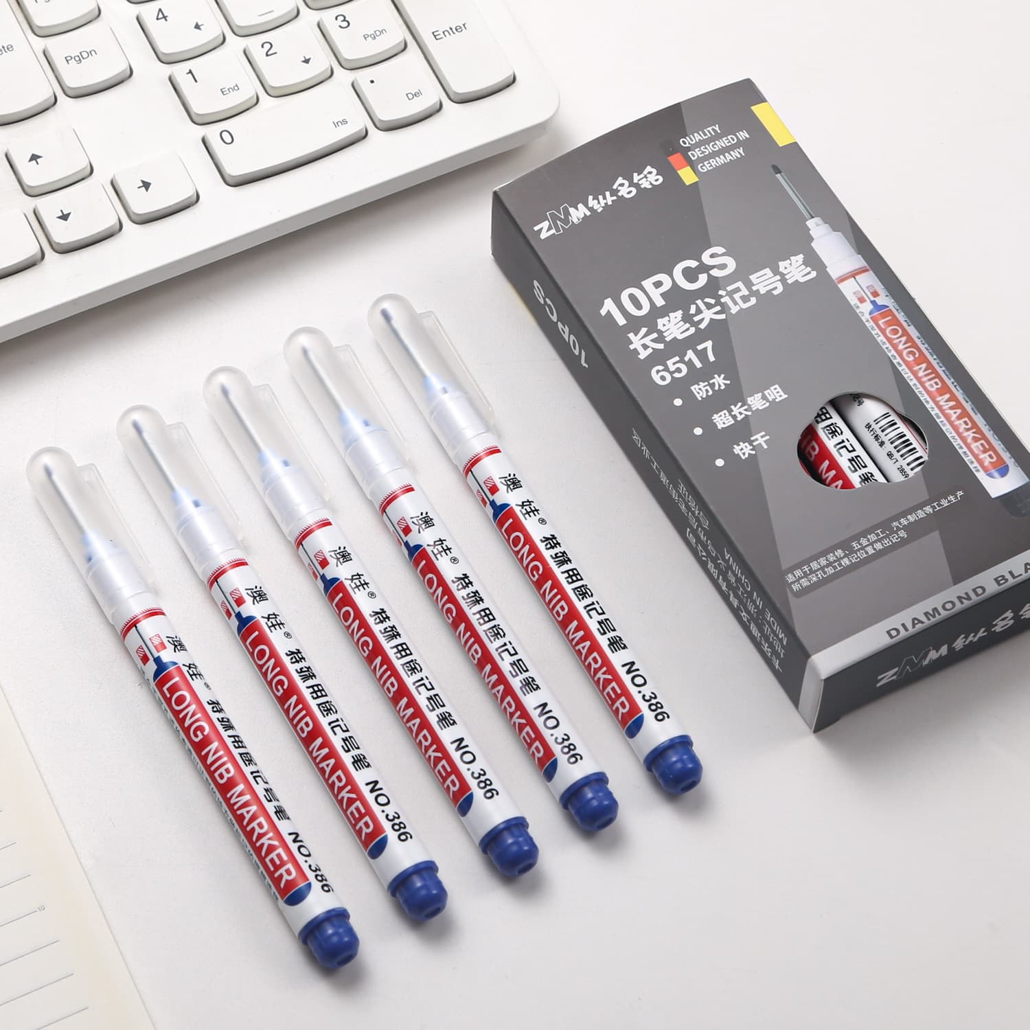 Custom Printed Pen with Logo, Long-Head Marker Pen, Carpenter Pen, Extended Marking Pen for Tile, Construction Site Pen, Bathroom Pen