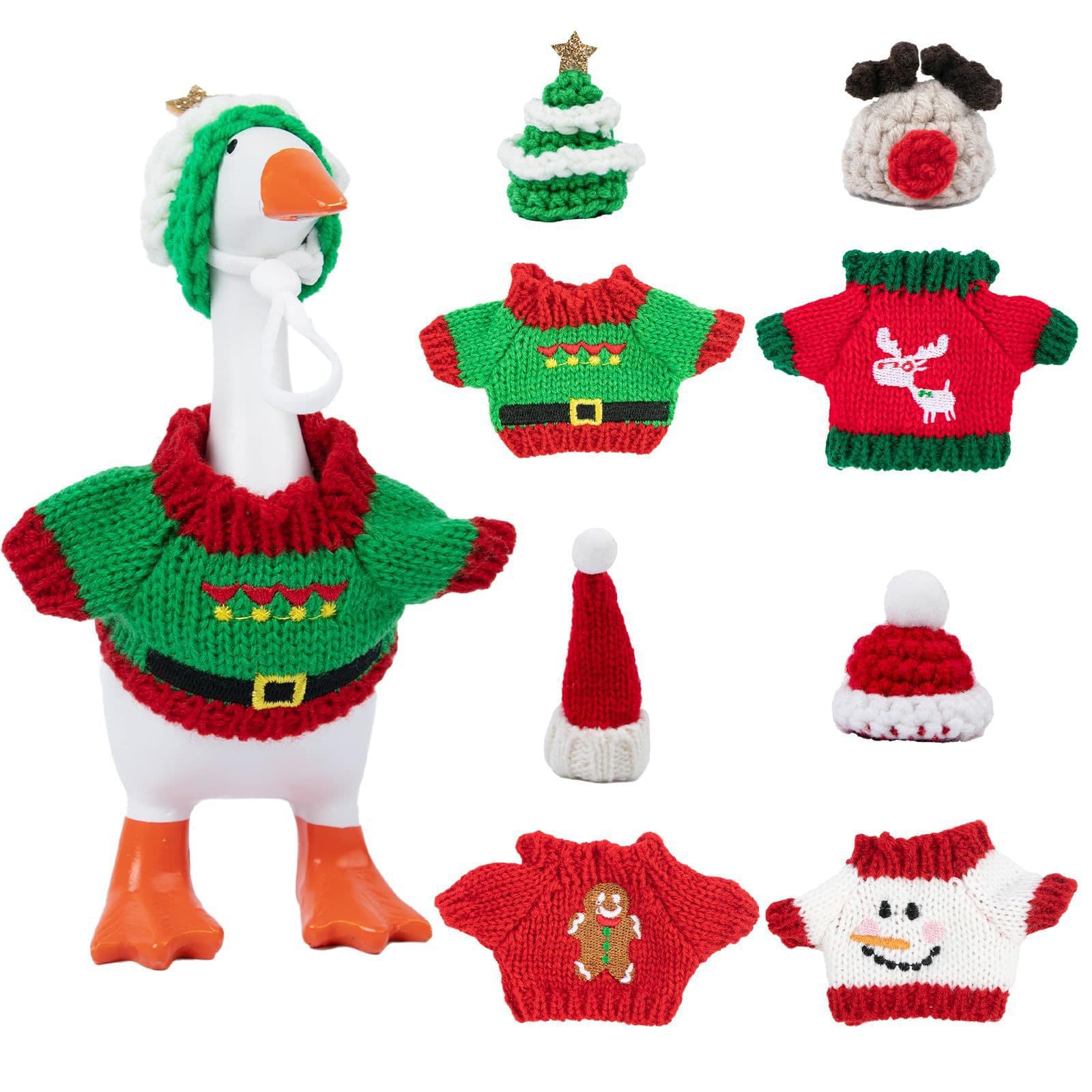 Cross-border 7 inch mini goose costume goose Christmas holiday costume knitted sweater with knitted hat