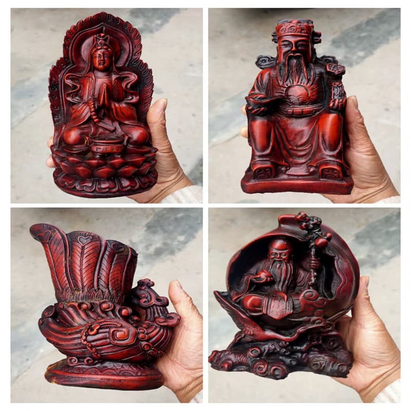 Antique Resin Crafts Guanyin, Longevity Peach, Old Birthday Star, God of Wealth, Phoenix Cup, Imitation Jade, In Stock