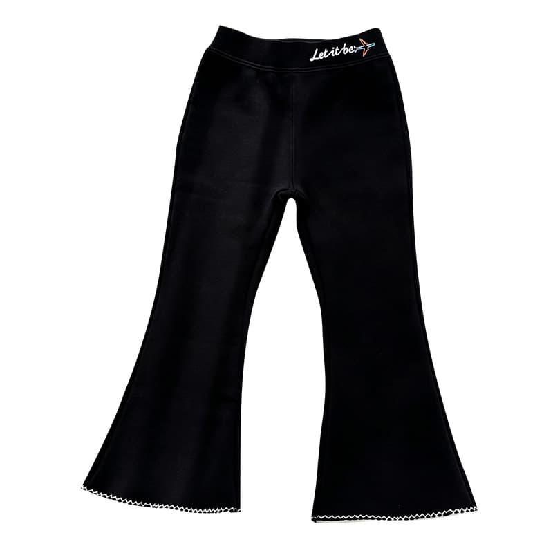 Girls' Winter Fleece-Lined Pants New Style Mid-Rise Airplane Letter Print Warm Outdoor Fashion Versatile Flared Pants