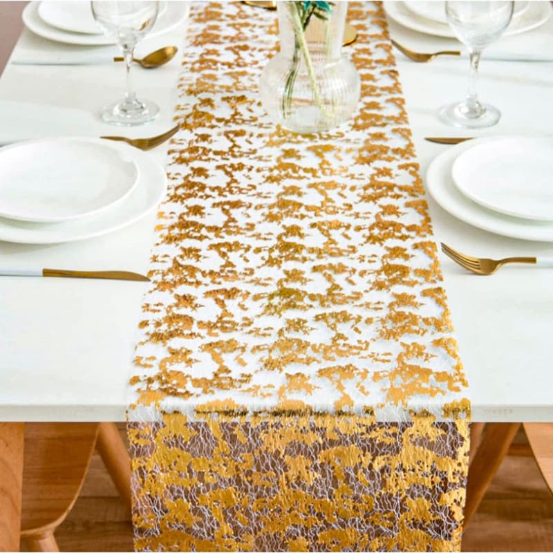 Cross-border Minimalist Gold Foil Disposable French Embossed Net Table Runner, Christmas Western Restaurant Wedding Decoration Placemat