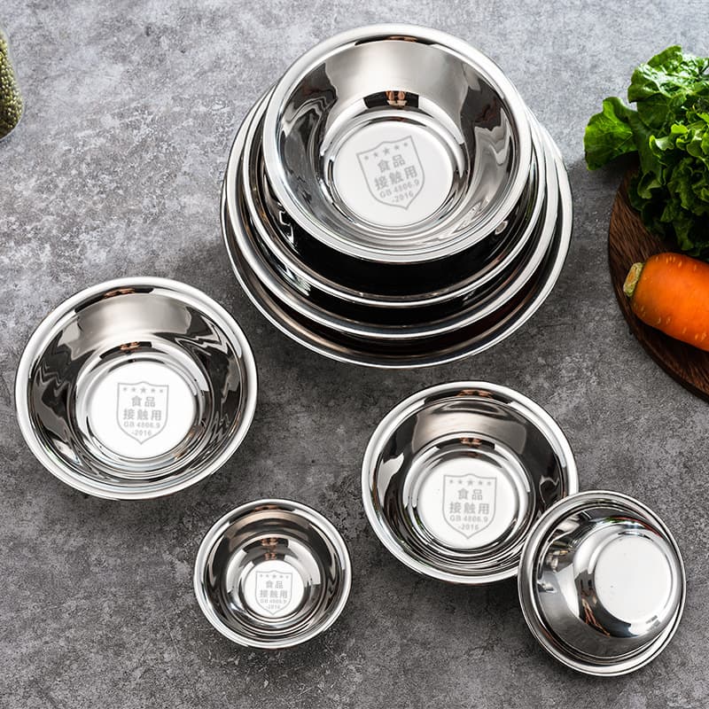 Thickened Stainless Steel Home Use Rice Bowl Soup Basin Hotel Dining Hall Dish Basin Commercial Use Non-Magnetic Code Drum Basin