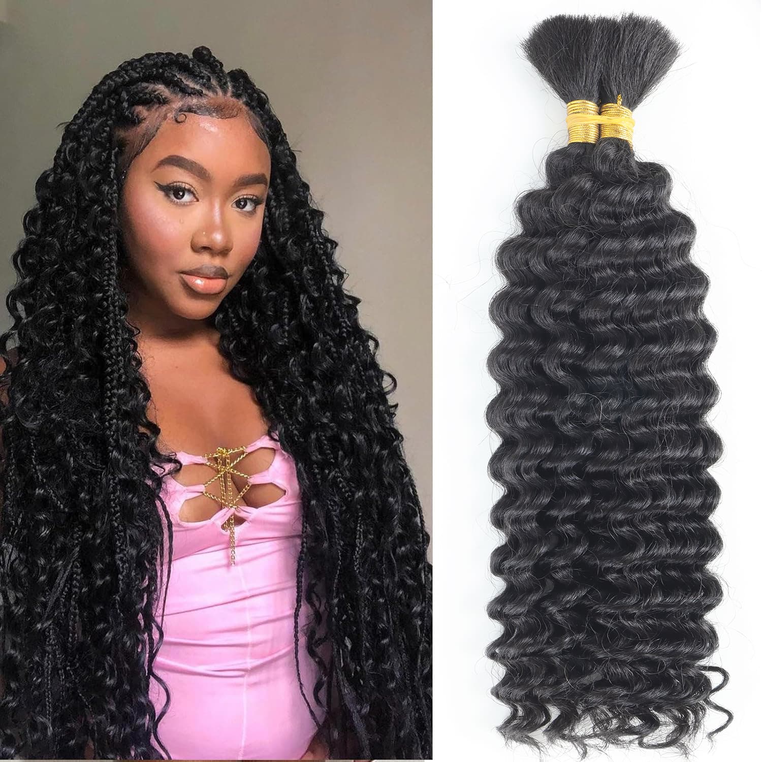 Mixed human hair boho braids deep wave bulk hair 50g/100g