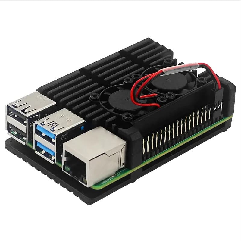 Raspberry Pi 4th Gen B+ Case, Raspberry Pi 4B Aluminum Armor Case with Fan Heatsink Protective Shell