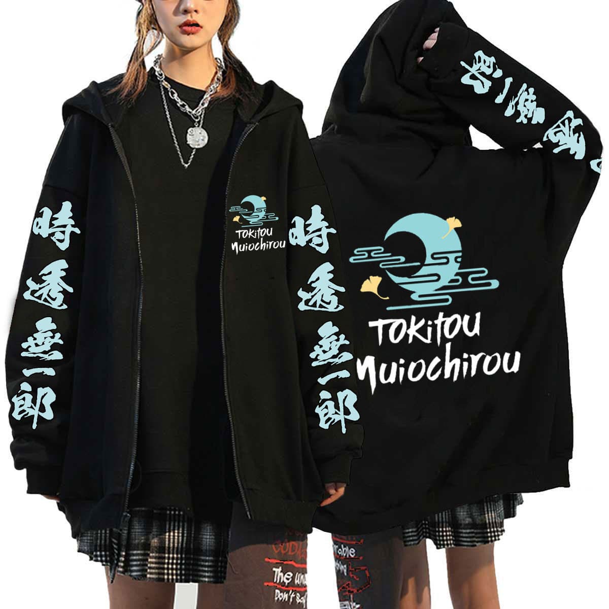 Demon Slayer Tokito Muichiro Printed Zipper Hoodie Sweatshirt