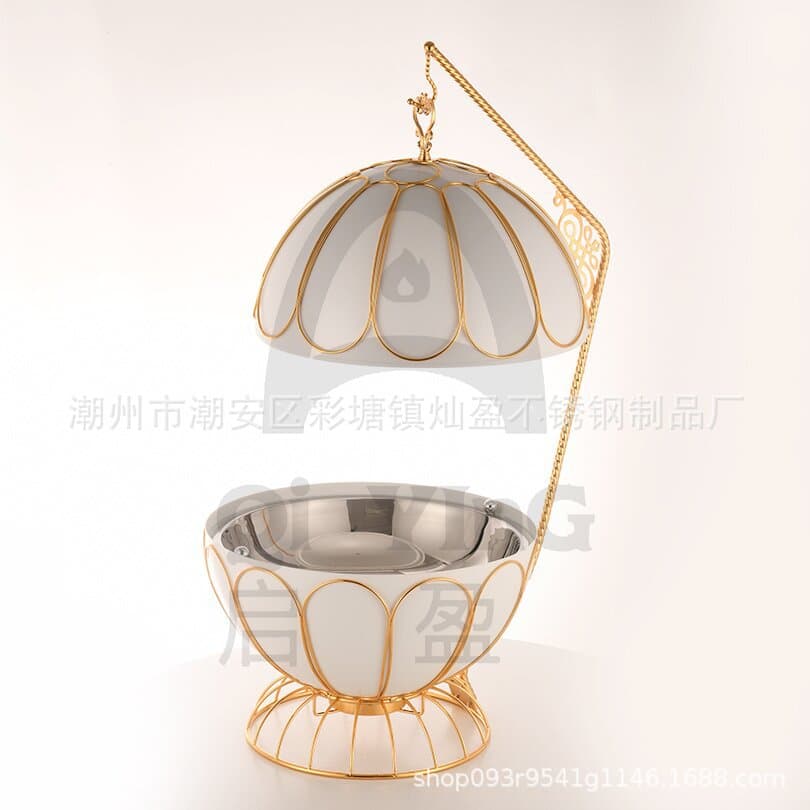 Cross-border stainless steel spherical buffet oven with hanging lid, restaurant self-service hot pot oven, food preservation oven