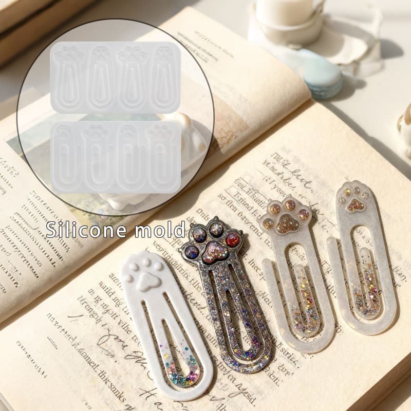 New and Good DIY Cat Paw Clip Bookmark Resin Mold Cute Cat Paw Bookmark Plaster Silicone Mold