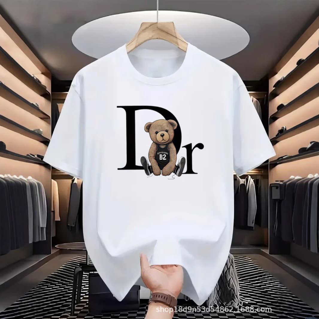 Cross-border In Stock Short Sleeve T-Shirt for Men European and American New Printed Top Summer Round Neck Plus Size Short Sleeve T-Shirt for Export