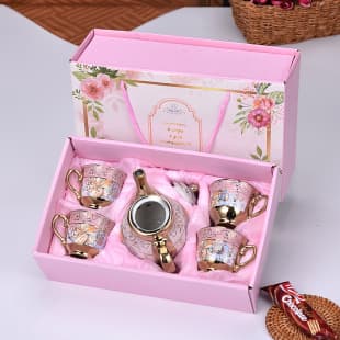 European Electroplated Ceramic Tea Set Gold-Plated Coffee Cup and Saucer Business Gift Ceramic Cup and Pot Set with LOGO