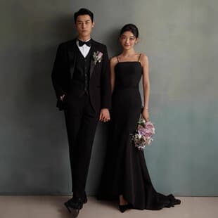 Wholesale Studio Theme Korean Black Wedding Dress Mermaid Fishtail Small Train Dress Hepburn Style Long Dress