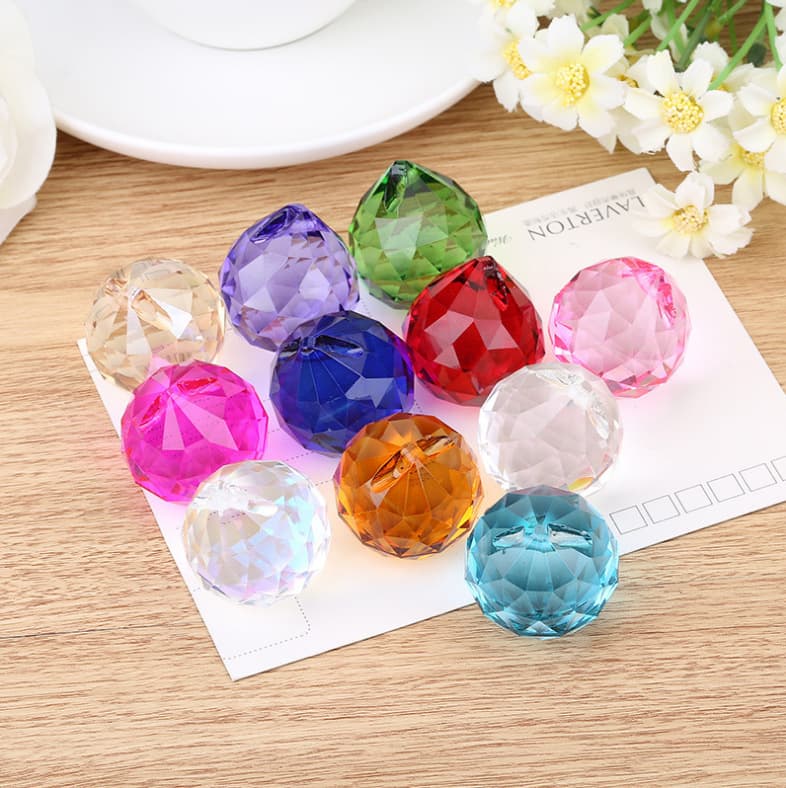30mm Crystal Lamp Ball Pendant DIY Loose Bead Jewelry Glass Beads Door Curtain Pendant Suncatcher Accessories