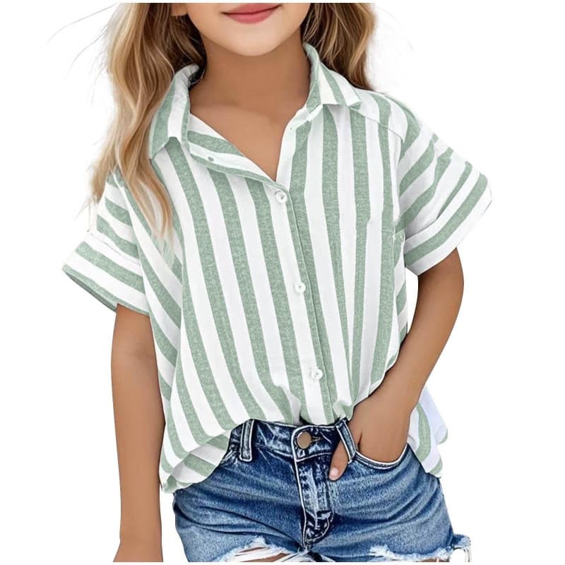 Cross-border Hot Selling 3D Digital Print Women's Fashion Pleated Regular Shoulder Kids Shirt