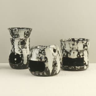 Black and White Kiln-Change Speckled Ceramic Aromatherapy Burner, Home Candle Wax Melter, Niche Wabi-Sabi Essential Oil Aromatherapy Lamp