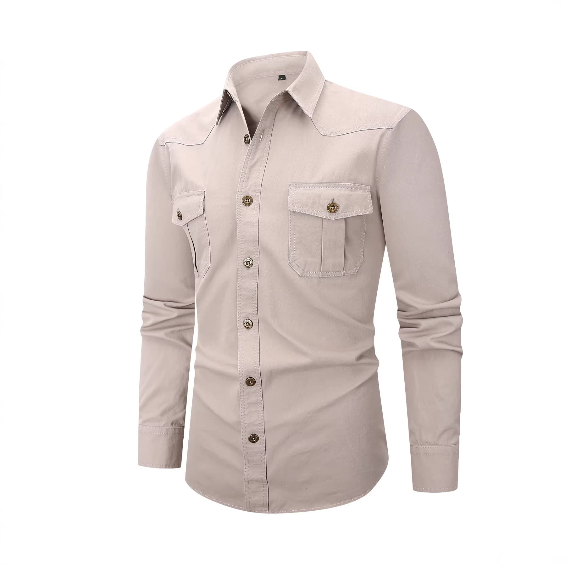 2026 Spring and Autumn New Shirt Men's Long Sleeve Pure Cotton Casual Solid Color Shirt Young and Middle-aged Workwear Jacket Cross-border