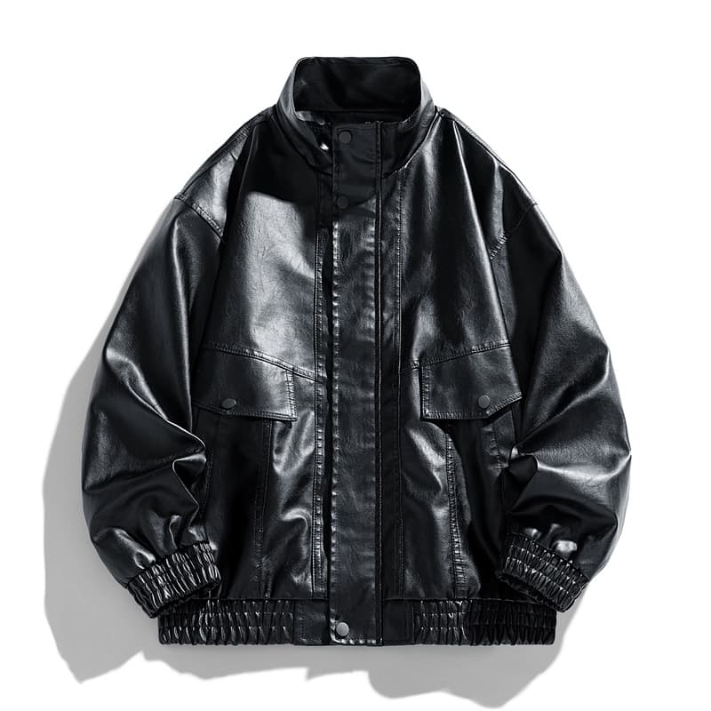 2025 American Motorcycle Baseball Jacket Washed Leather Coat Men's Spring Autumn Fall Notch Lapel Loose Pilot Style