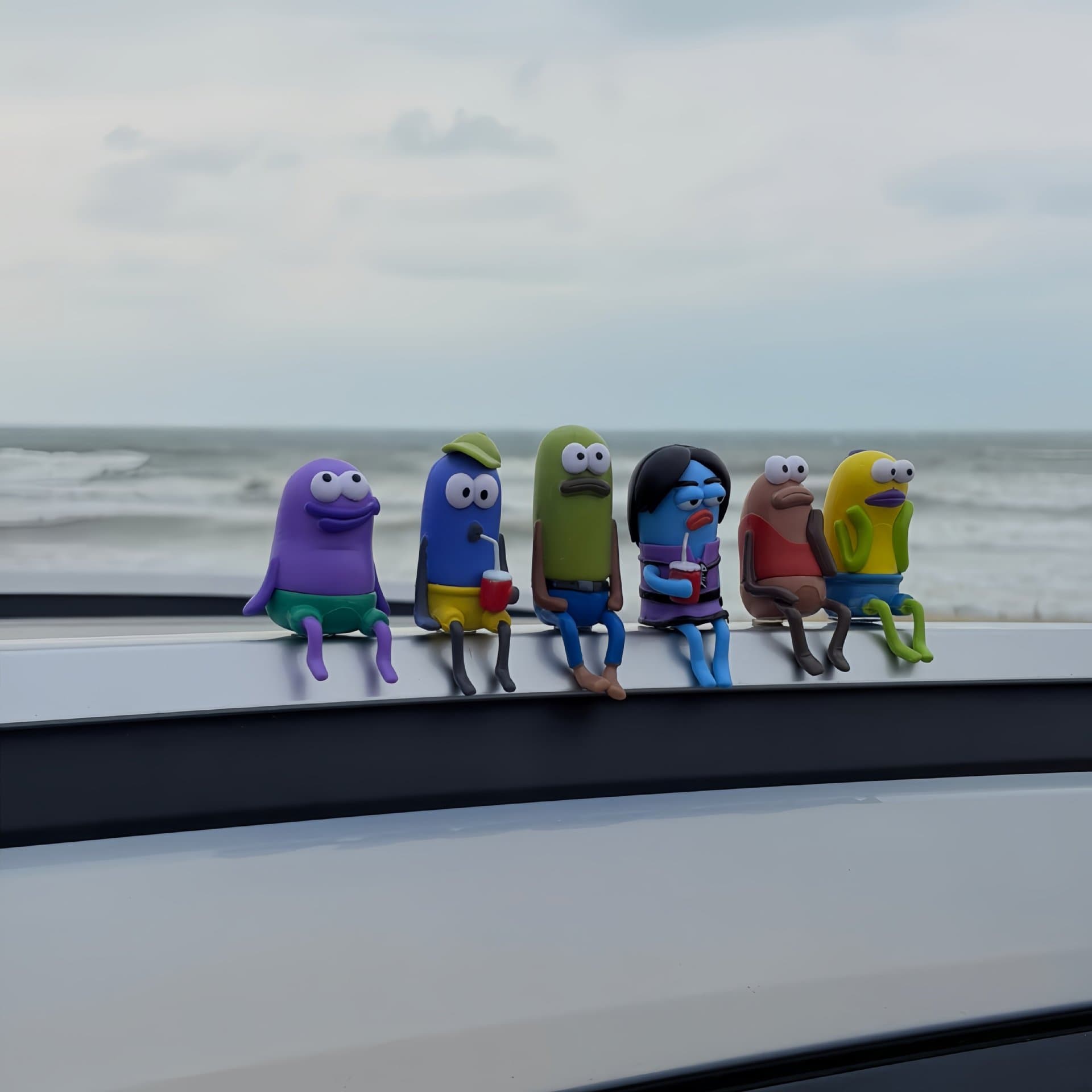 Bikini Bottom Residents Car Dashboard Figurine Funny Ugly Fish Car Center Console Decoration Rear Window Plush Toy Ornament