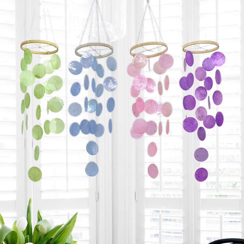 Mirror shell wind chime girl dream diy shell wind chime decoration window sill balcony hanging decoration simple white ocean wind chime