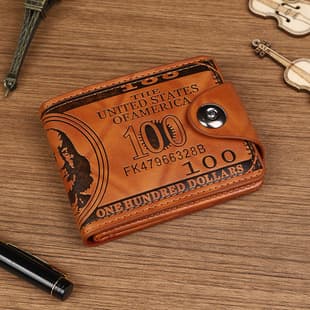 Cross-border Men's Wallet with US Dollar Pattern, Ultra-Light PU, Multi-Functional, Vintage, Multi-Slot, Factory Direct