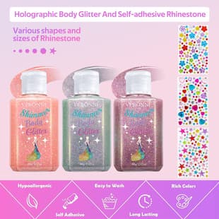 Body Glitter Gel Set Face Glitter Cream with Rhinestone Stickers Music Festival Party Creative Makeup