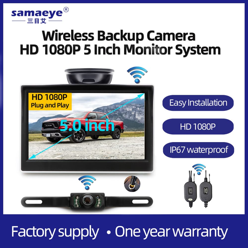 5-Inch Wireless Infrared Night Vision Car License Plate Camera Waterproof Display Monitor Reverse Image Sensor for Vehicles