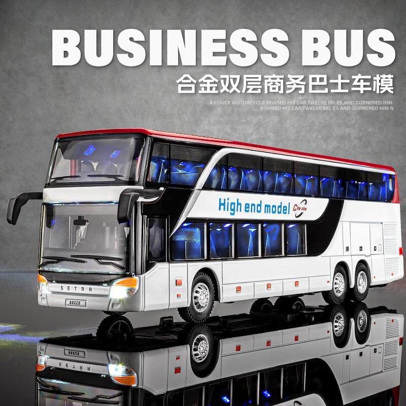 Children's Double-Decker Bus Alloy Toy Car for Boys, Large Bus Model, Public Car Toy, Passenger Bus Toy