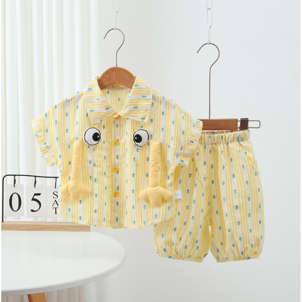 Summer suit, trendy and handsome baby, infant and toddler summer sleeved shirt and trouser suit