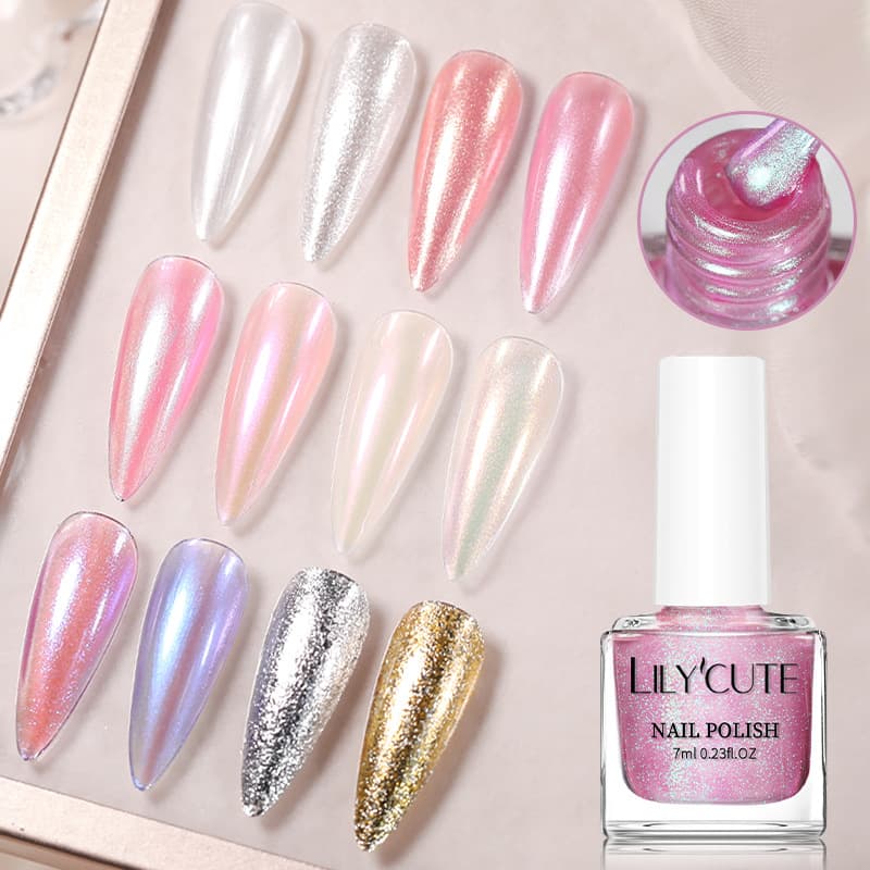 New quick-drying metal nail polish manicure nail polish bright oil base oil fine flash nail polish base glue sealer manicure set