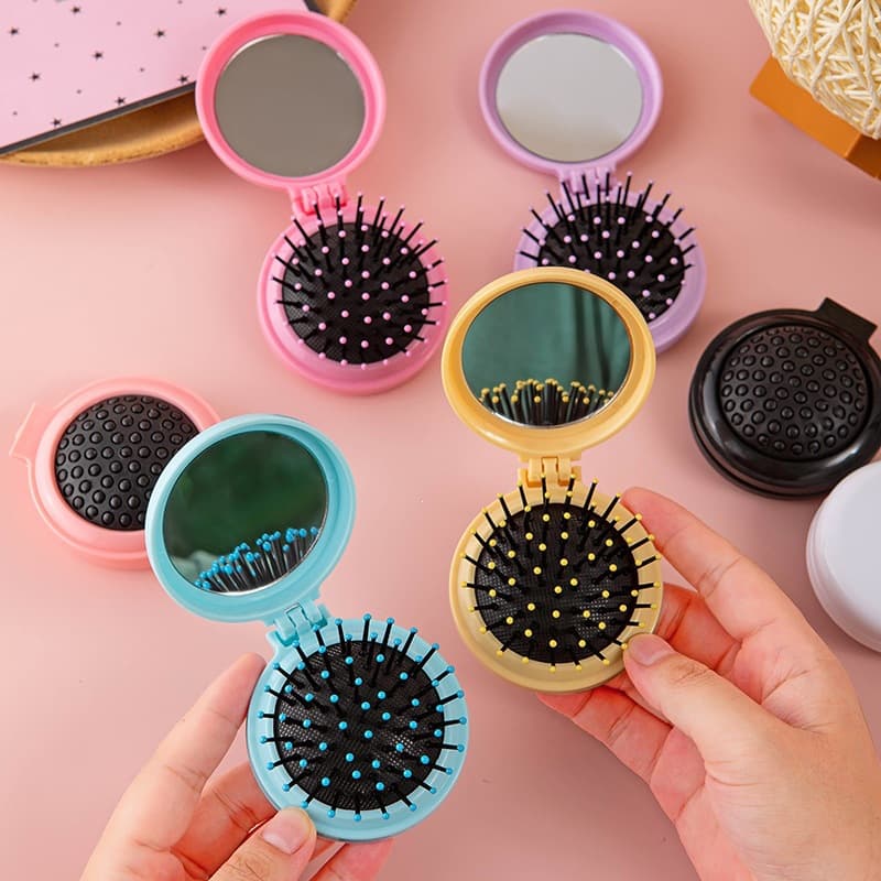 Nordic style solid color portable air bag comb hairdressing mirror comb plastic air cushion massage comb travel folding comb massage comb