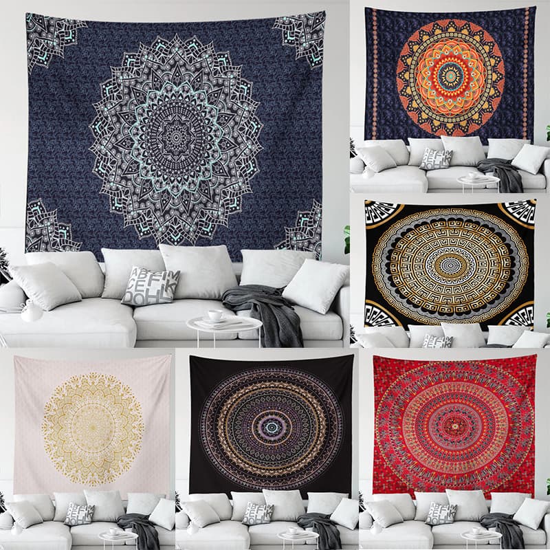 Cross-border Hot Selling Tapestry Mandala Background Cloth Wall Hanging Vintage Fabric Mandala Tablecloth Decorative Cloth Canvas