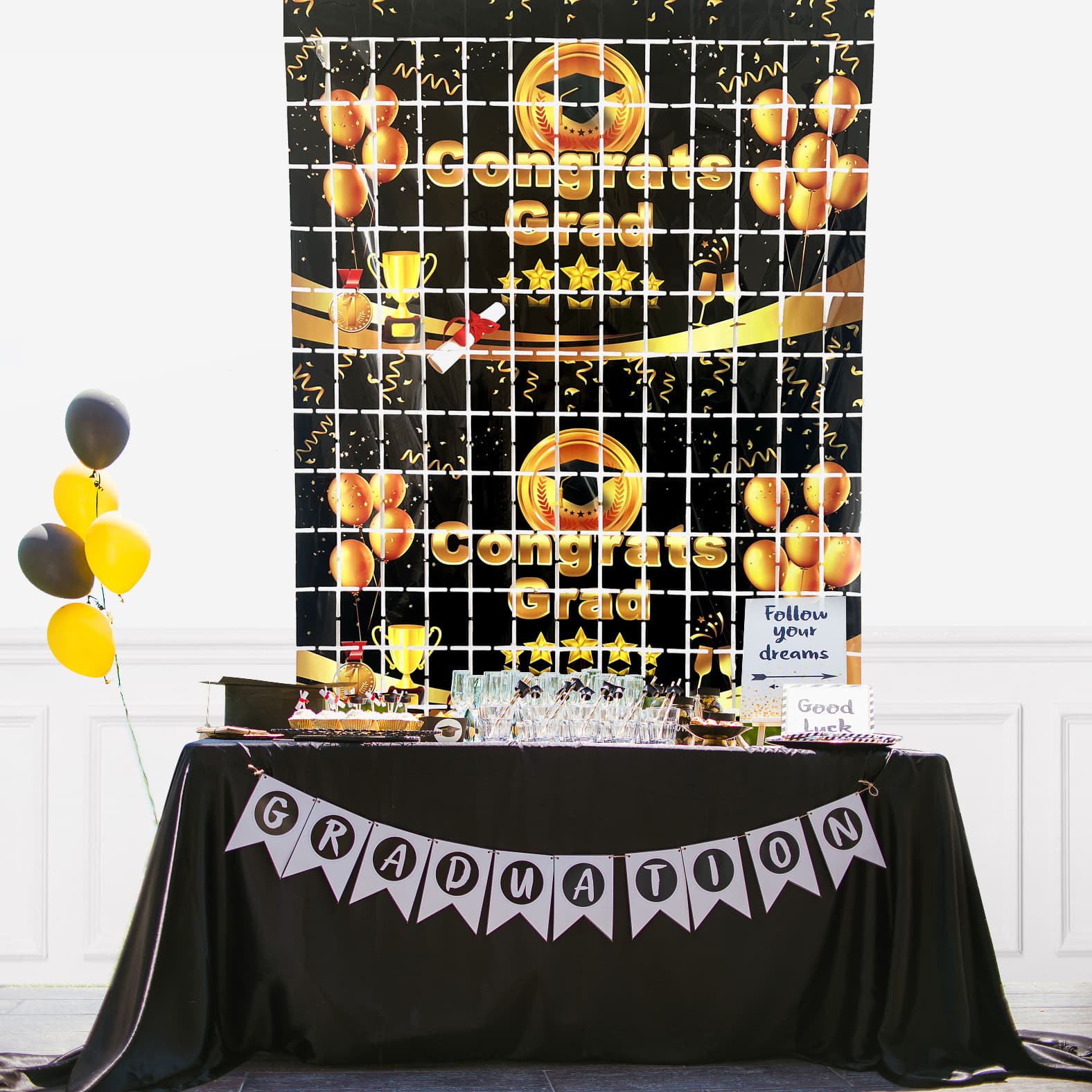 Cross-border Graduation Season Block Door Curtains Rain Streamers Classroom Decor GRAD Party Photo Backdrop