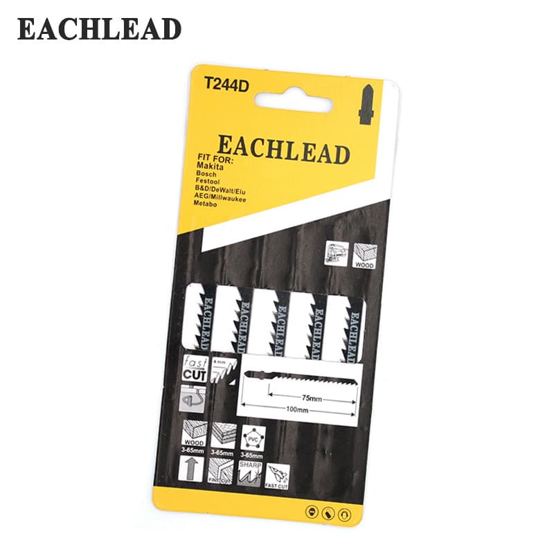 Yichuan T244D scroll saw blades for wood and board curve cutting, fast-type ground teeth, 5 pieces per card
