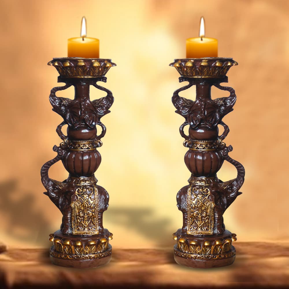 Cross-Border Elephant Candle Holders and Cups, Resin Craft Candle Holders for Buddhist Altar Worship, Decorative Wholesale