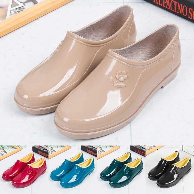 Spring and Autumn Yuanbao Short Rain Boots Women's Kitchen Rain Boots Warm Flat Non-slip Water Shoes Women's Wear-resistant Low-top Water Boots