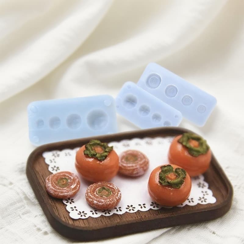 Miniature Mini Food Play Fruit Series Mini DIY Persimmon Strawberry Handmade Clay Silicone Mold