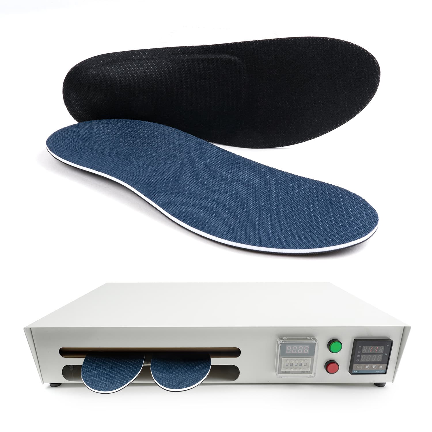 Microwave heated and shaped insoles, corrective insoles for high arches and flat foot support, custom thermoplastic insoles