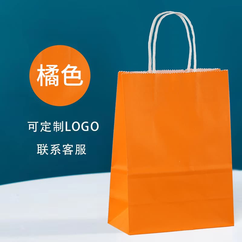 Orange milk tea bag, orange takeout packaging bag in stock, kraft paper handbag, coffee bag paper bag, customizable with logo