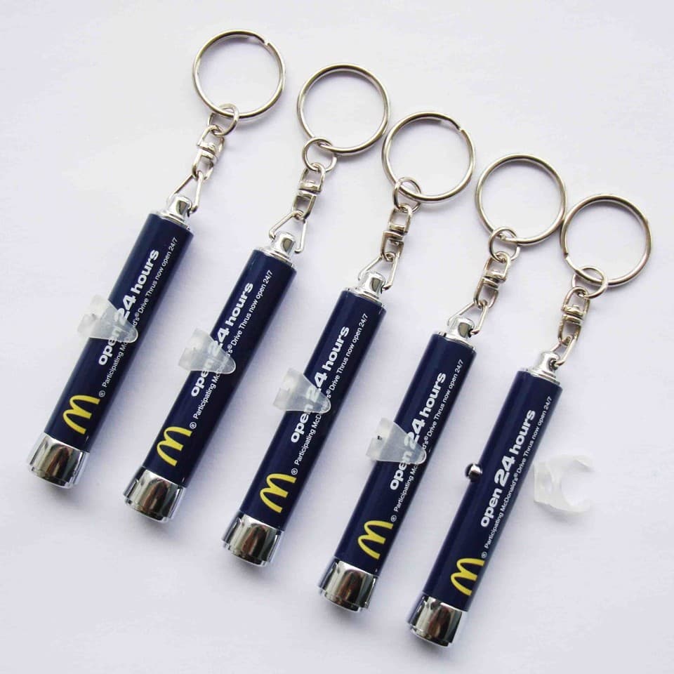 Manufacturer Direct Supply of Popular Metal Logo Projection Keychain Flashlight for Outdoor Travel in Europe and America