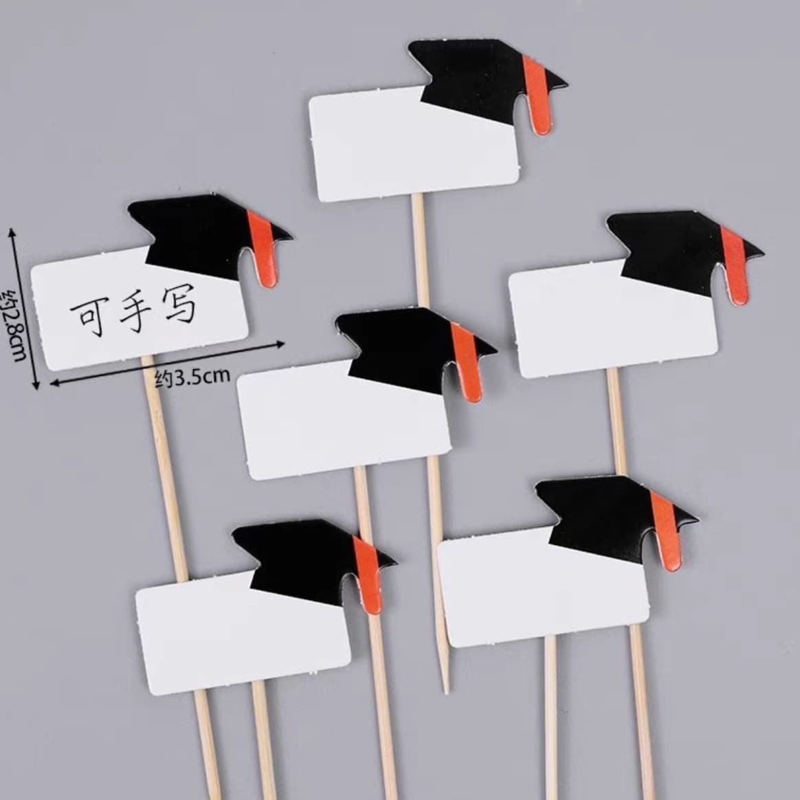 Graduation Cap Boy Girl Graduation Season Writable Card Cake Decoration Insert Sign 60 Pieces