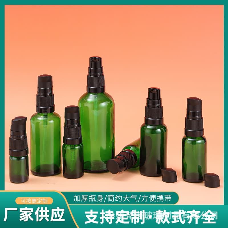 Manufacturer Wholesale Green Light-Blocking Glass Spray Bottles, Toner Spray Bottles, Lotion Pump Bottles, Essential Oil Refill Empty Bottles