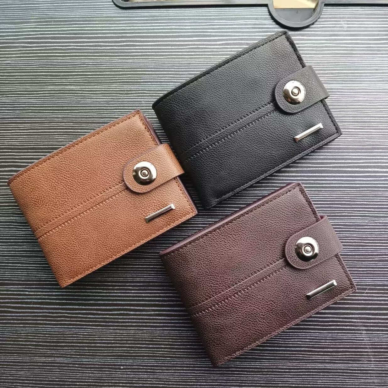 Magnetic Buckle Short Wallet for Men with Zipper, Multi-Card Holder