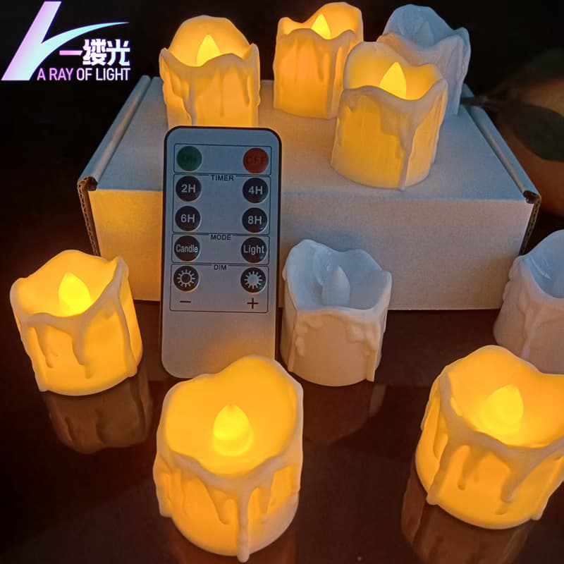 Cross-border remote control candle led tearing simulation tea wax creative arrangement atmosphere decoration script killing electronic candle light